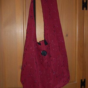 Hobo Bag Handmade Cranberry Red Fabric